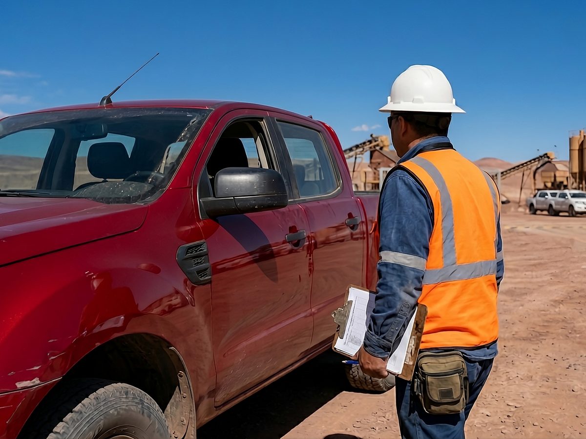 Inspección de vehículo para licencia interna de conducción minera
